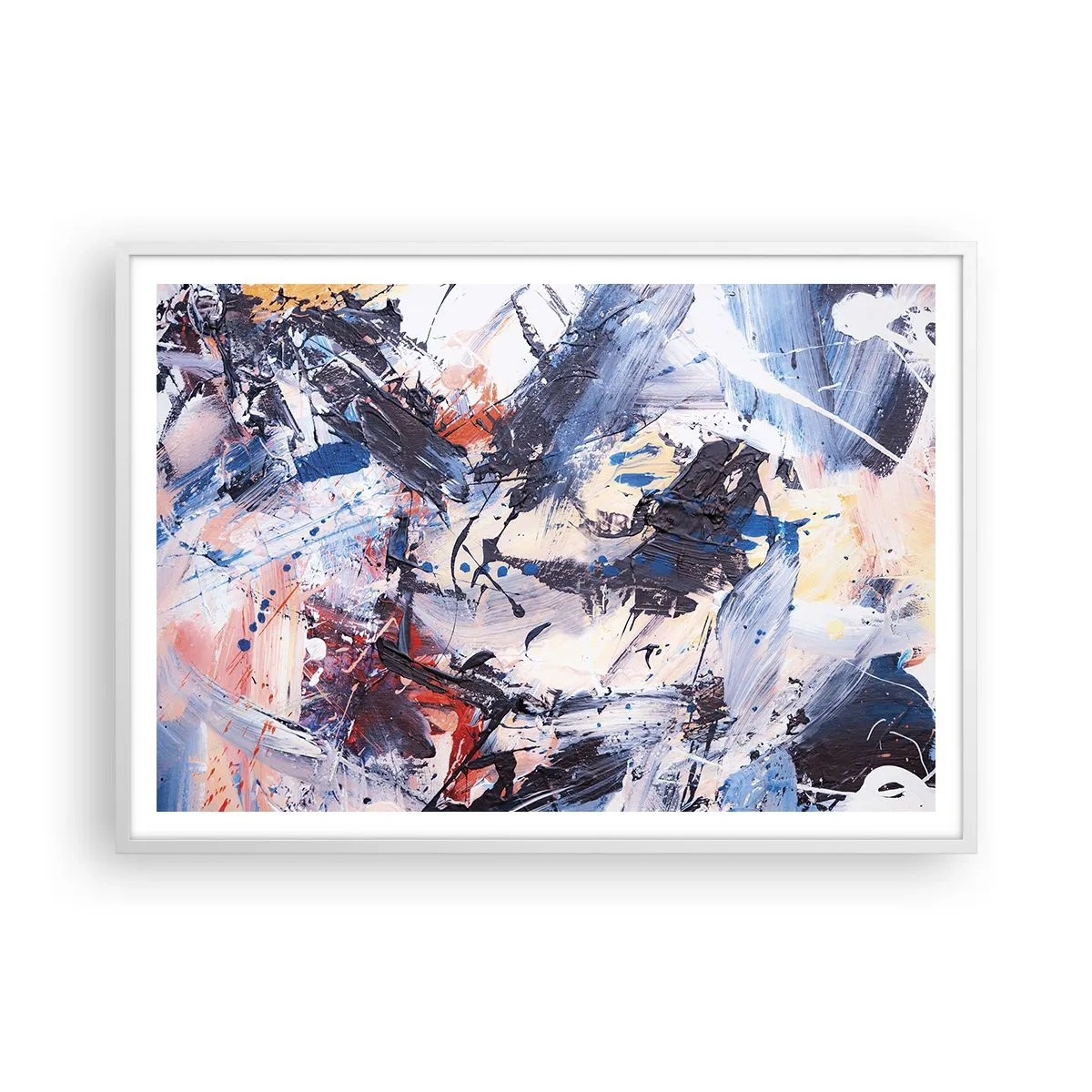 Poster in einem weißen Rahmen - Verrückter Tanz der Abstraktion - 100x70 cm