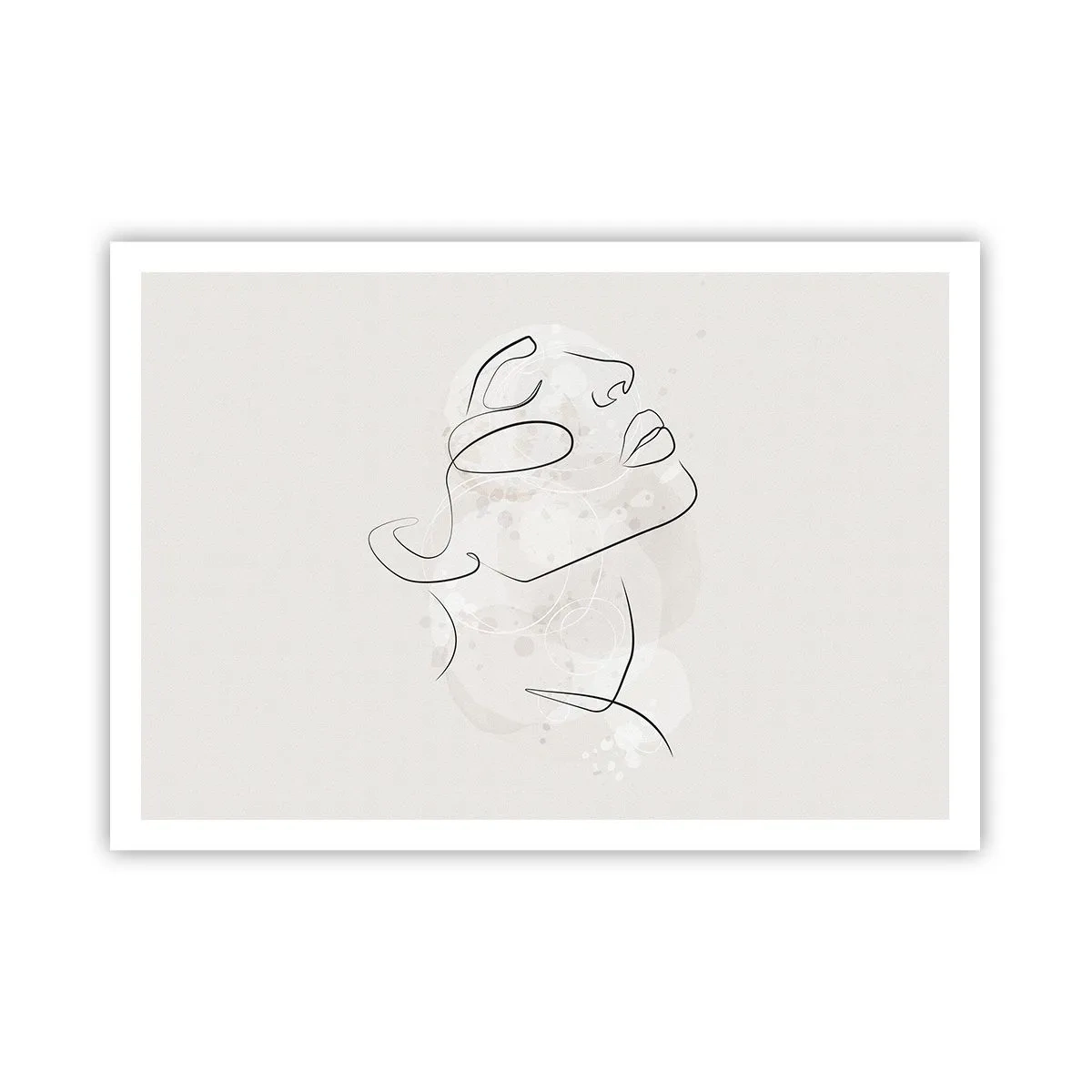 Poster - Eine minimalistische Skizze eines Gesichts auf hellem Hintergrund - 100x70cm - Die Umrisse eines Traums - Moderne Wanddekoration für Wohnzimmer und Schlafzimmer ARTTOR