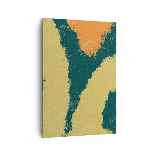 Bild auf Leinwand - Leinwandbild - Abstrakte Flecken in erdigen und grünen Farben - 70x100cm - Abstraktion – langsame Bewegung - Moderne Wanddekoration für Wohnzimmer und Schlafzimmer ARTTOR