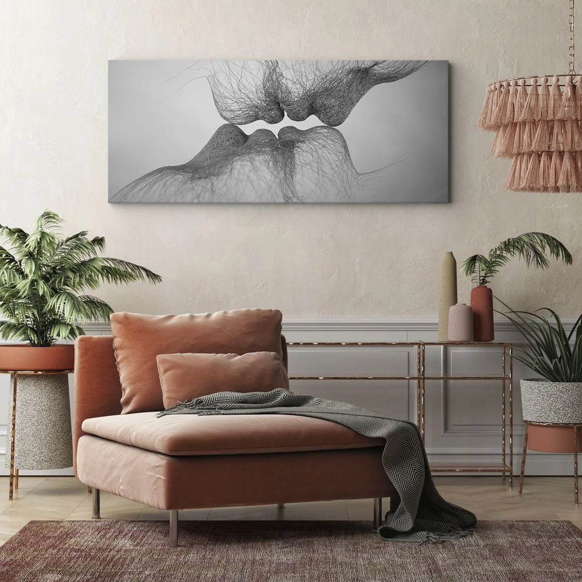 Bild auf Leinwand - Leinwandbild - Ein abstrakter Kuss in ätherischer Form - 160x50cm - Kuss des Windes - Moderne Wanddekoration für Wohnzimmer und Schlafzimmer ARTTOR