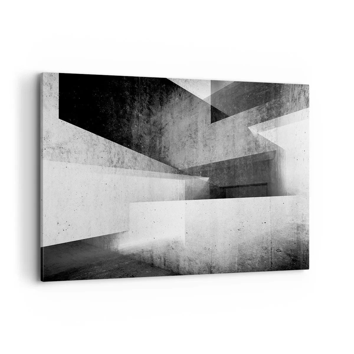 Bild auf Leinwand - Leinwandbild - Geometrische Formen in einer monochromen Komposition - 120x80cm - Die Raumstruktur - Moderne Wanddekoration für Wohnzimmer und Schlafzimmer ARTTOR