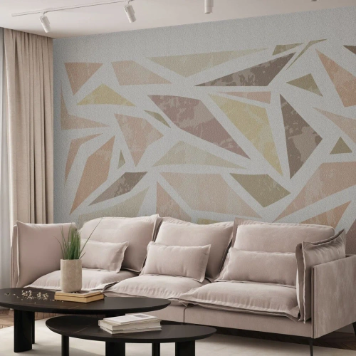 Fototapete Premium Canvas - Buntglas-Komposition - Minimalismus, Pastell, Boho - 250x175 cm