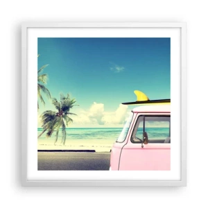 Poster in einem weißen Rahmen - Zeit um in die Ferien zu starten - 50x50 cm