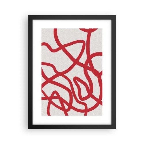 Poster in einem schwarzem Rahmen - Rot auf Weiß - 30x40 cm