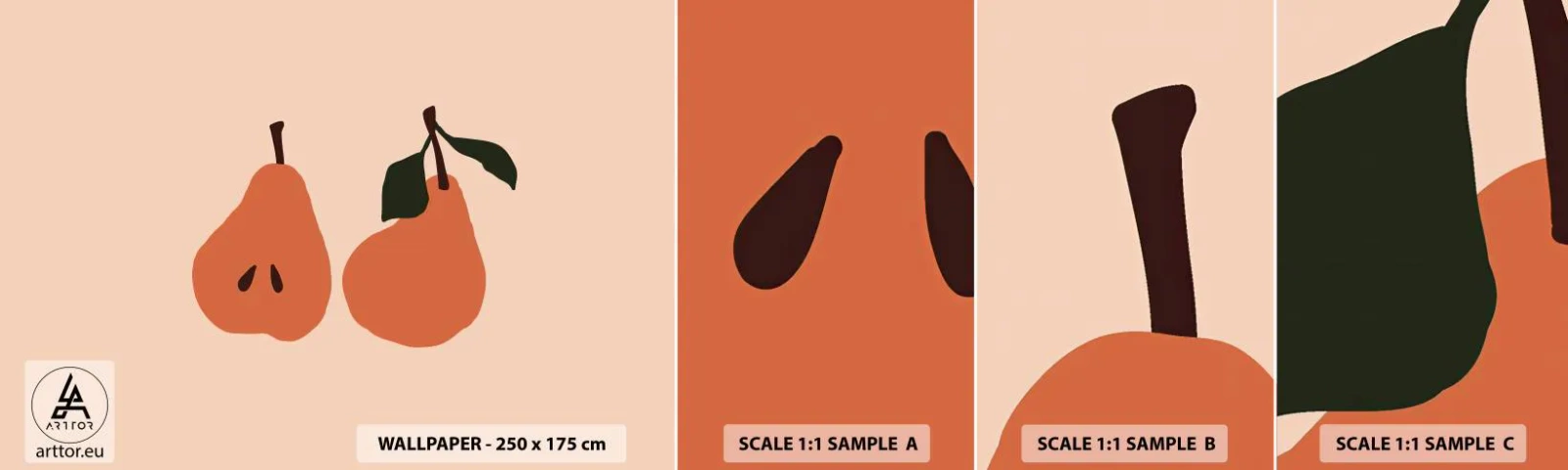 Fototapeten Muster Selbstklebend Deluxe Sticker - Pure Süße - Birne, Obst, Minimalistisch - 100x30 cm