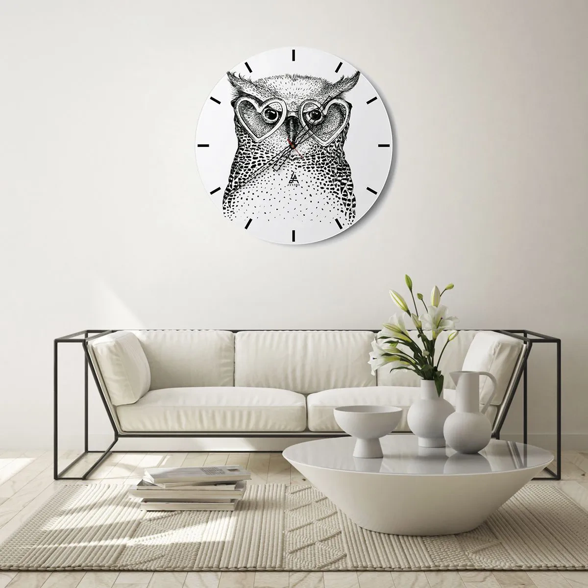 Wanduhr - Glasuhr - Klug und mit Liebe - 40x40 cm