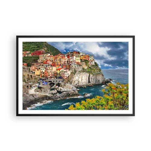 Poster in einem schwarzem Rahmen - Eine Gruppe umarmt die Felsen - 91x61 cm