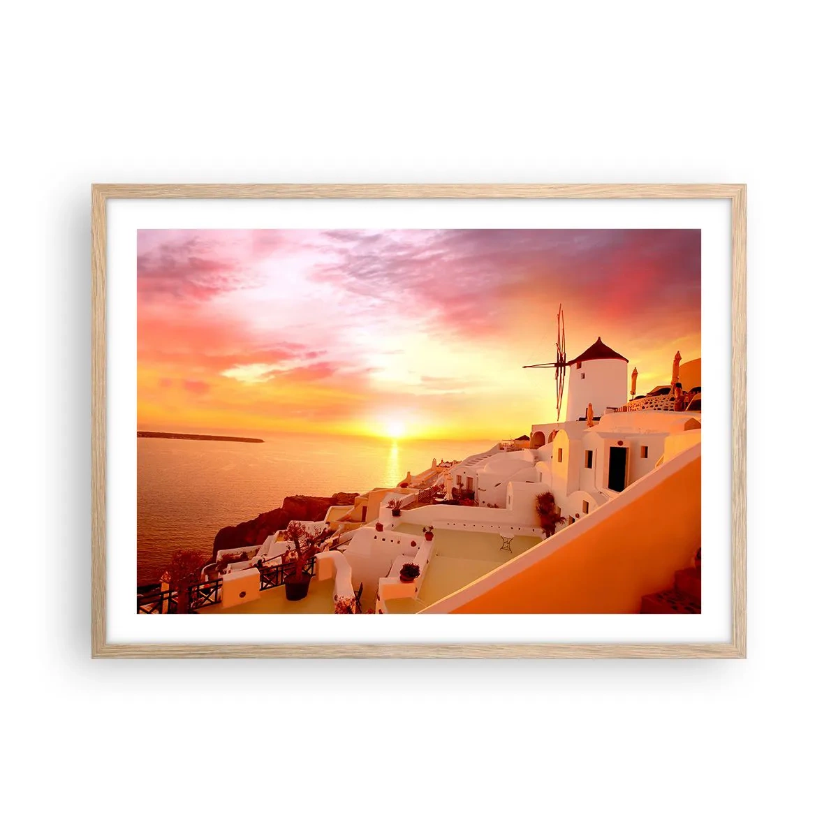 Poster in einem Rahmen aus heller Eiche - In Weiß und Gold schmelzen - 70x50 cm