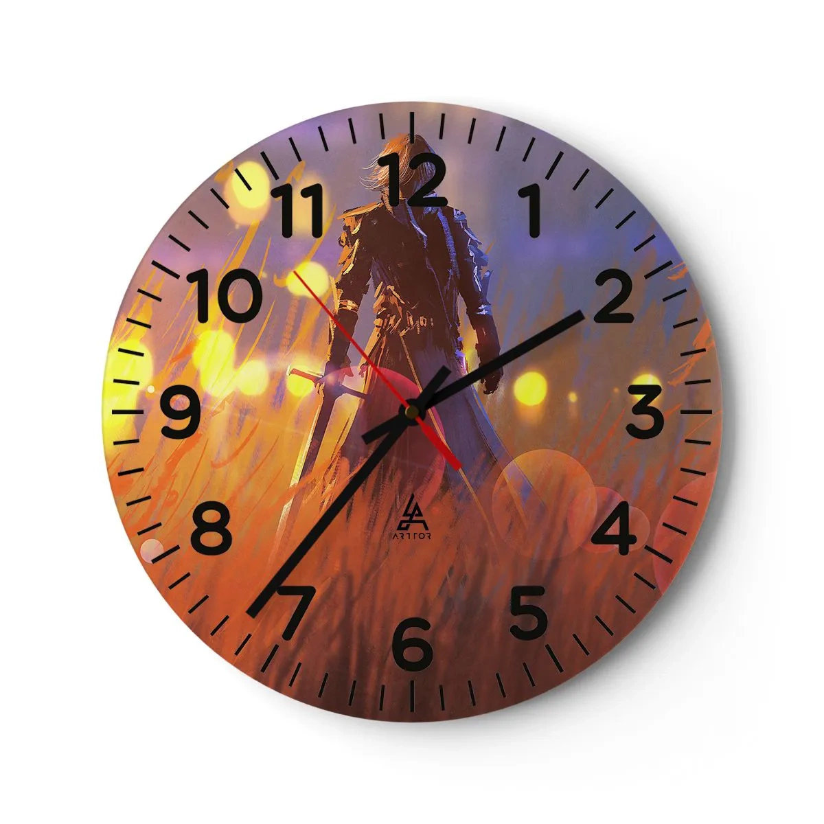 Wanduhr - Glasuhr - Fahrender Ritter - 40x40 cm
