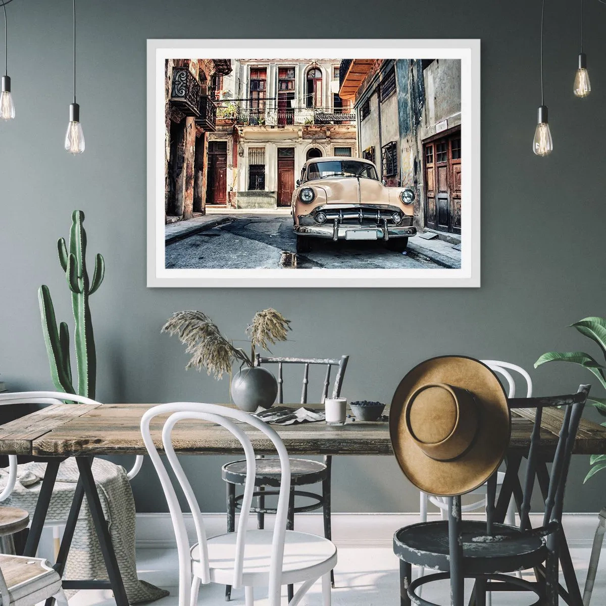 Poster in einem weißen Rahmen - Die Siesta in Havanna - 50x40 cm