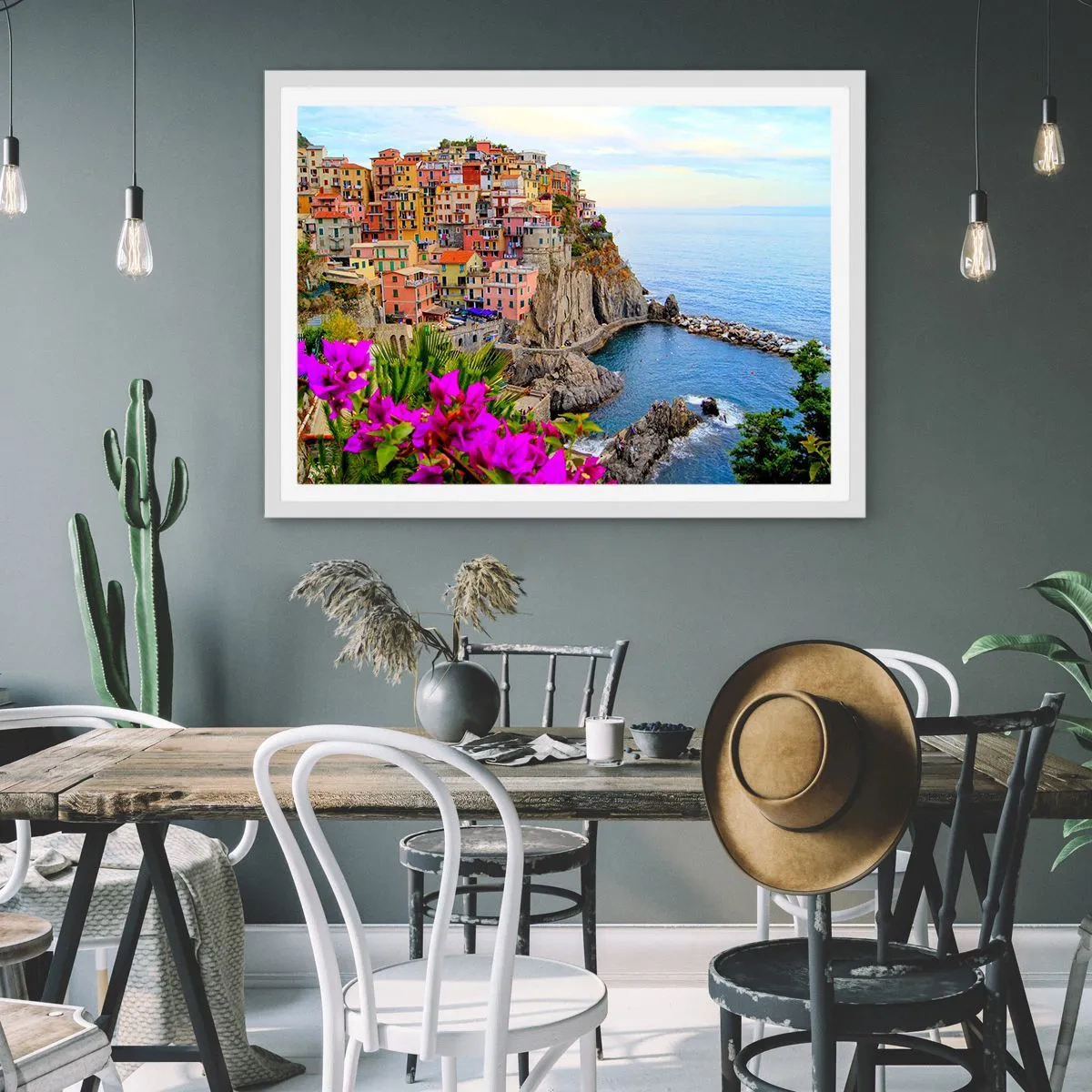 Poster in einem weißen Rahmen - Lachende Stadt - 40x30 cm