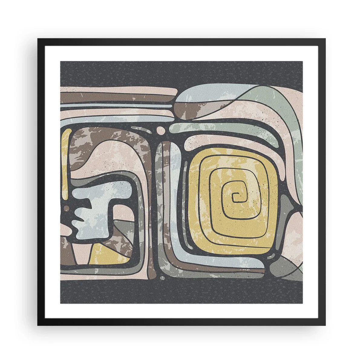 Poster in einem schwarzem Rahmen - Abstraktion im präkolumbianischen Geist - 60x60 cm