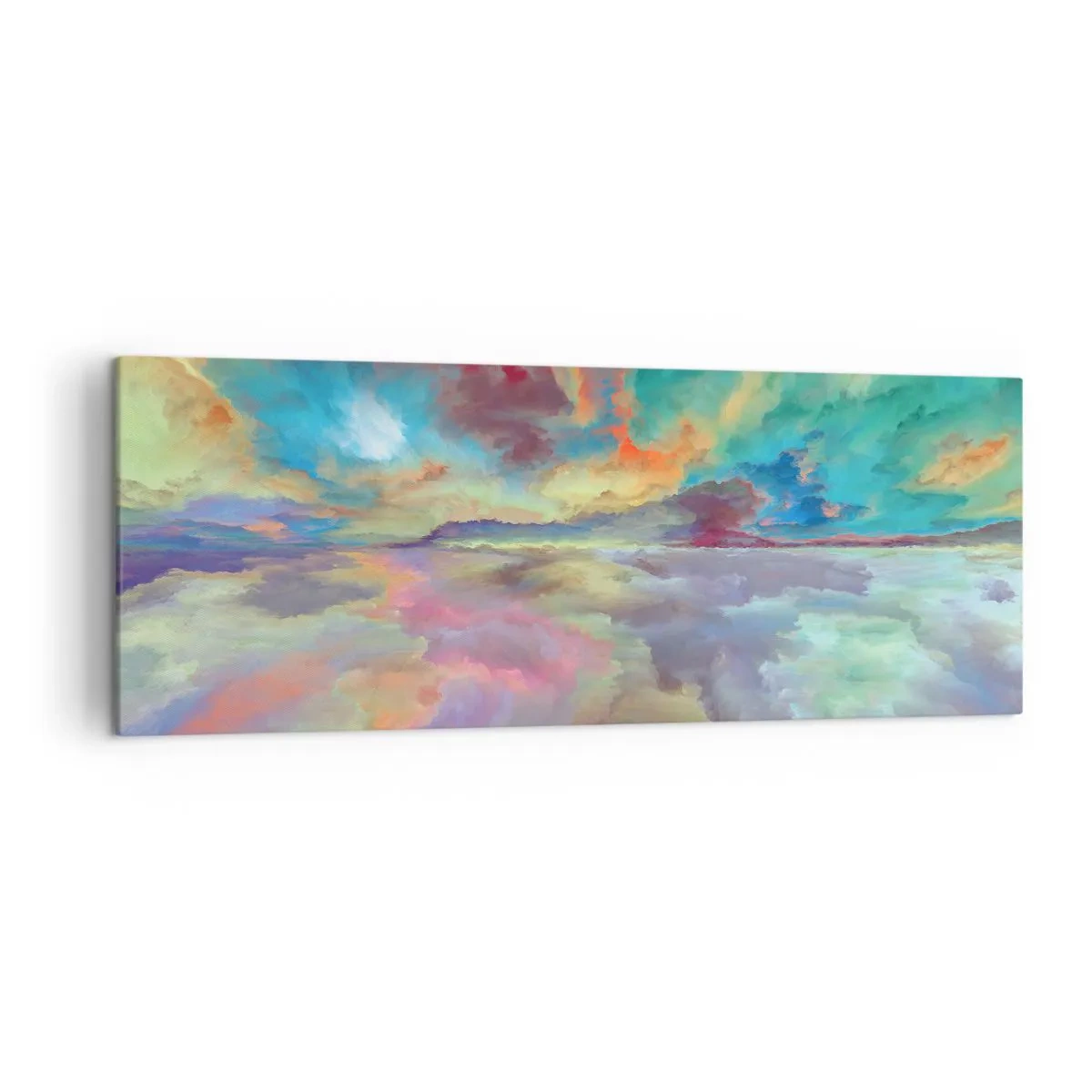 Bild auf Leinwand - Leinwandbild - Bunte Wolkenlandschaft im abstrakten Stil - 140x50cm - Zwei Himmel - Moderne Wanddekoration für Wohnzimmer und Schlafzimmer ARTTOR
