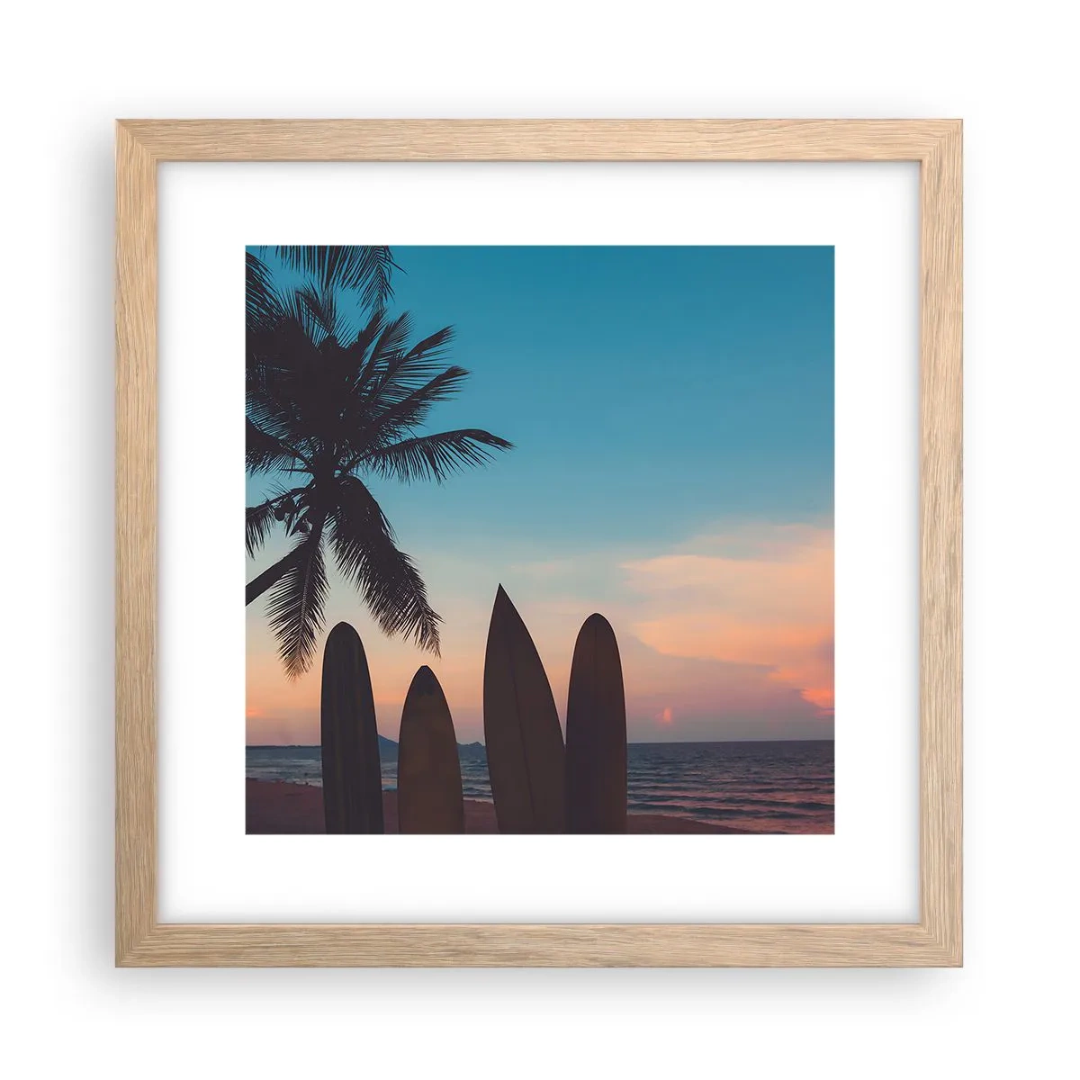 Poster in einem Rahmen aus heller Eiche - Morgen wird es auch lustig - 30x30 cm