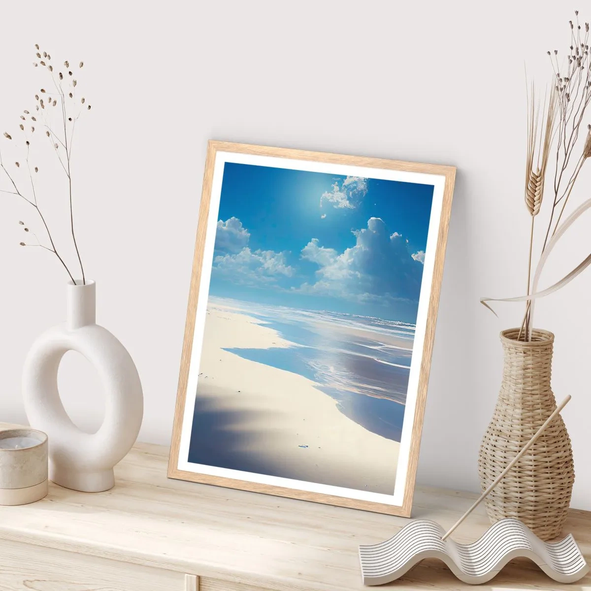 Poster in einem Rahmen aus heller Eiche - Paradiesischer Urlaub - 50x70 cm
