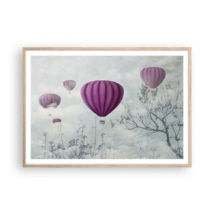 Poster in einem Rahmen aus heller Eiche - Wie Schiffe am Himmel - 100x70 cm