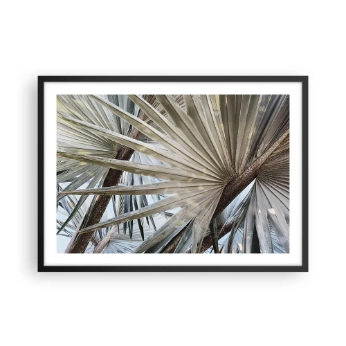 Poster in einem schwarzem Rahmen - Nahaufnahme von Palmblättern in natürlichen Grüntönen - 70x50cm - Fans in den Tropen - Moderne Wanddekoration für Wohnzimmer und Schlafzimmer ARTTOR