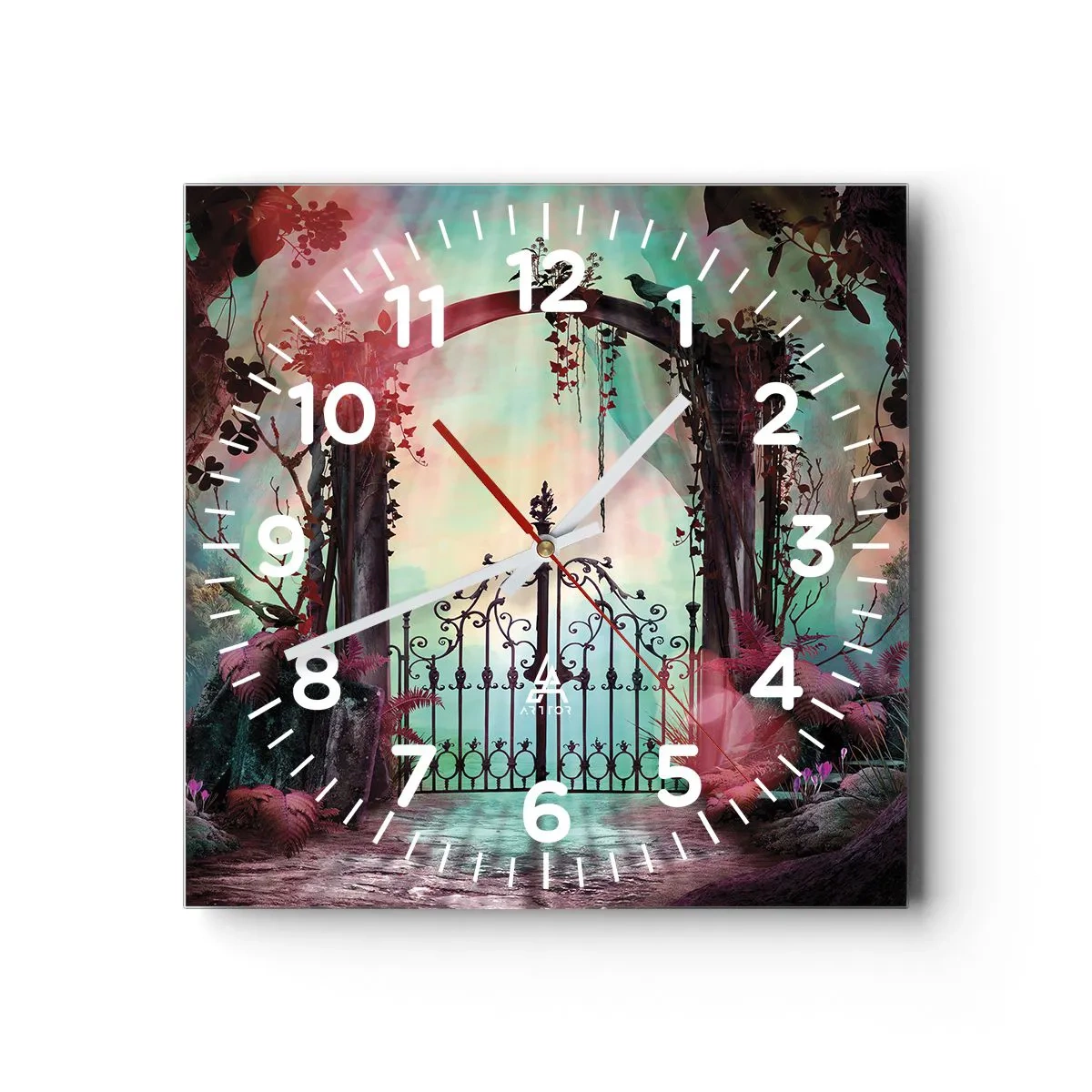Wanduhr - Glasuhr - Geheimer Garten - 30x30 cm