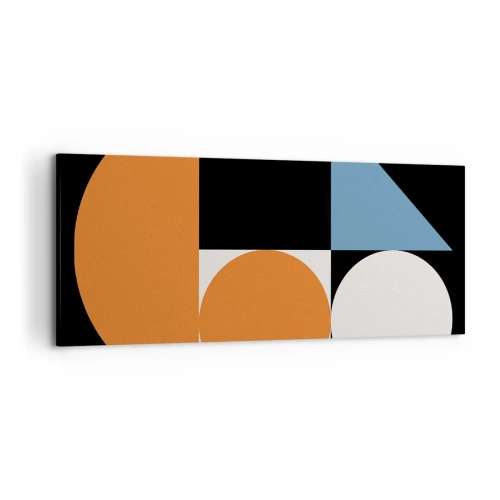 Bild auf Leinwand - Leinwandbild - Geometrisches Muster mit bunten Formen auf schwarzem Hintergrund - 120x50cm - Bebilderte Anordnung - Moderne Wanddekoration für Wohnzimmer und Schlafzimmer ARTTOR