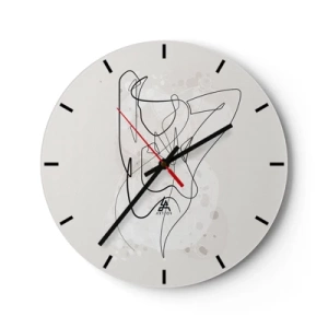 Wanduhr - Glasuhr - Abstrakte Linienkunst weibliche Figur auf hellem Hintergrund - 30x30cm - Die Kunst der Verführung - Moderne Wanddekoration für Wohnzimmer, Küche und Schlafzimmer ARTTOR