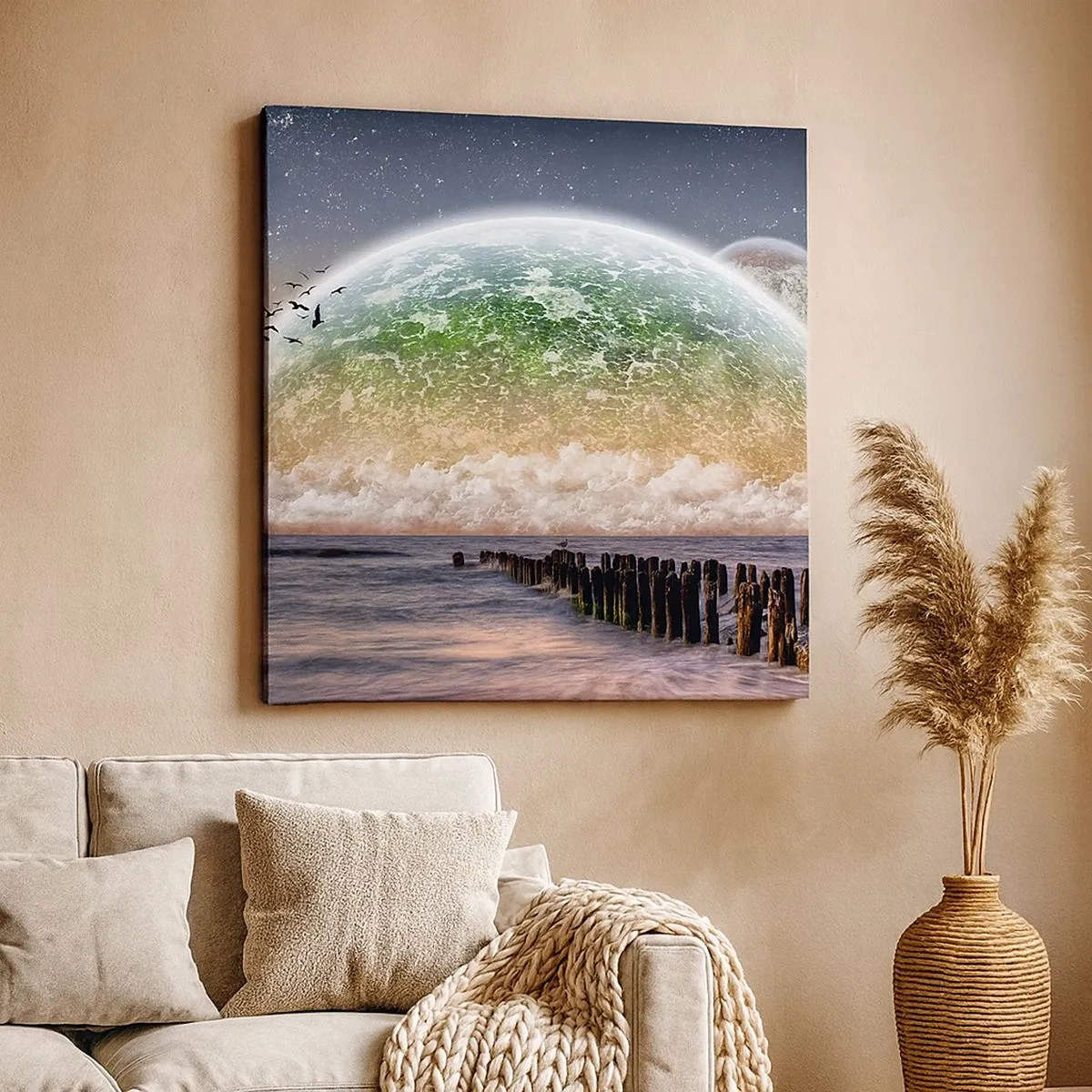 Bild auf Leinwand - Leinwandbild - Und die Welt tauchte aus dem Wasser auf - 30x30 cm