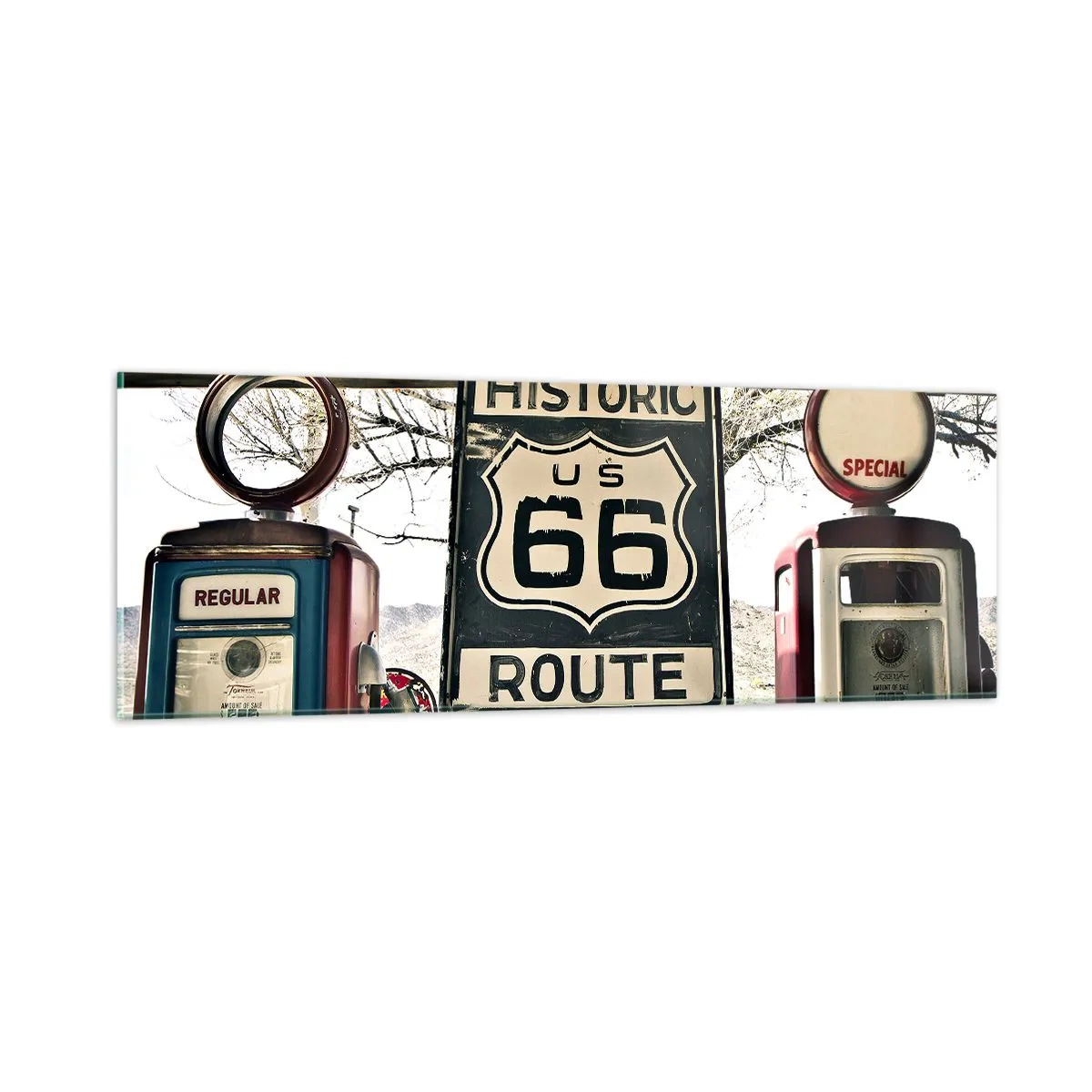 Glasbild - Bild auf glas - Amerikanische Retro-Reise - 90x30 cm