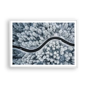Poster in einem weißen Rahmen - Durch den Winterwald - 100x70 cm
