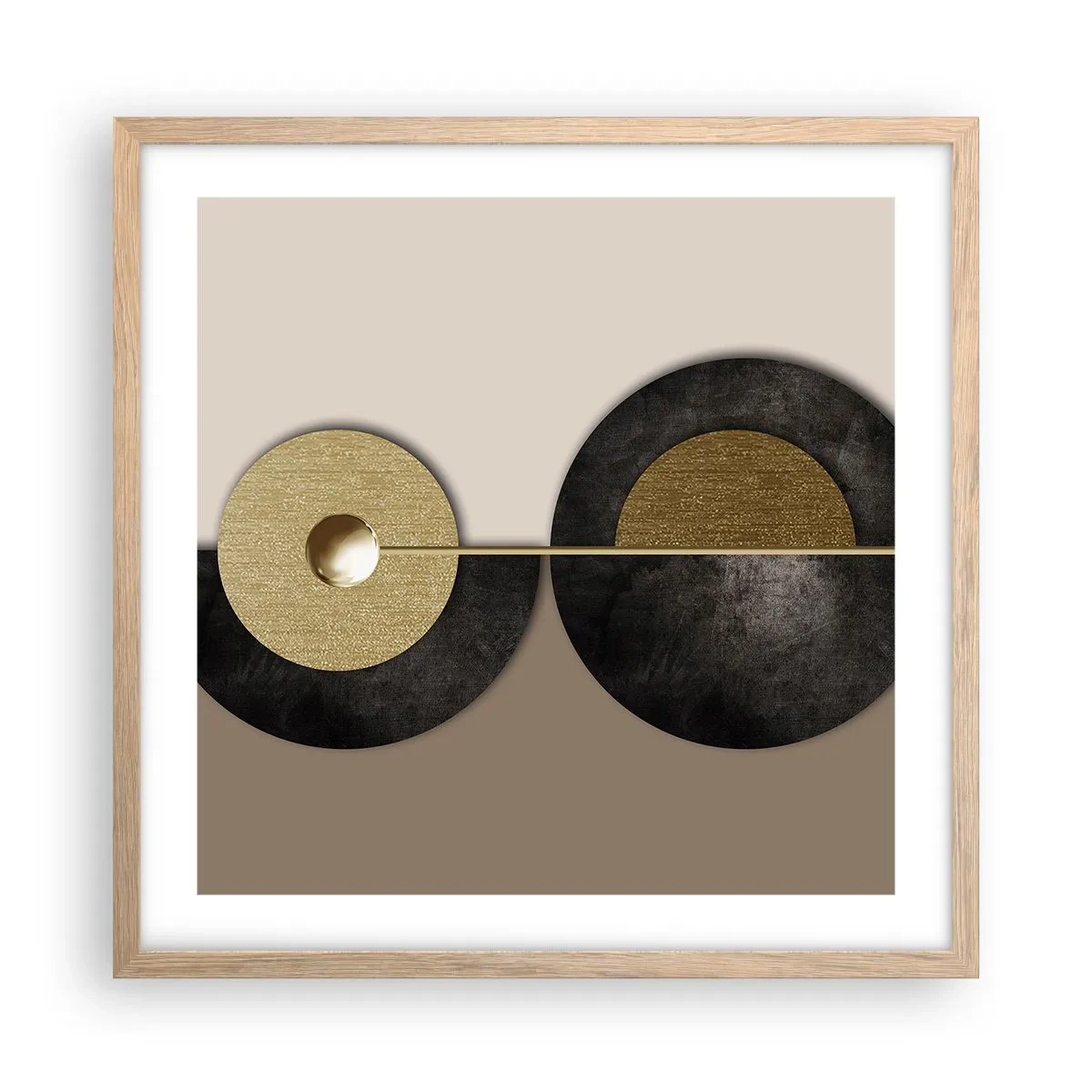 Poster in einem Rahmen aus heller Eiche - Variationen rund um den Kreis - 50x50 cm