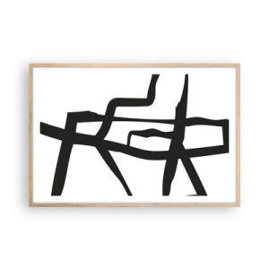 Poster in einem Rahmen aus heller Eiche - Schwarz-Weiß-Design - 91x61 cm