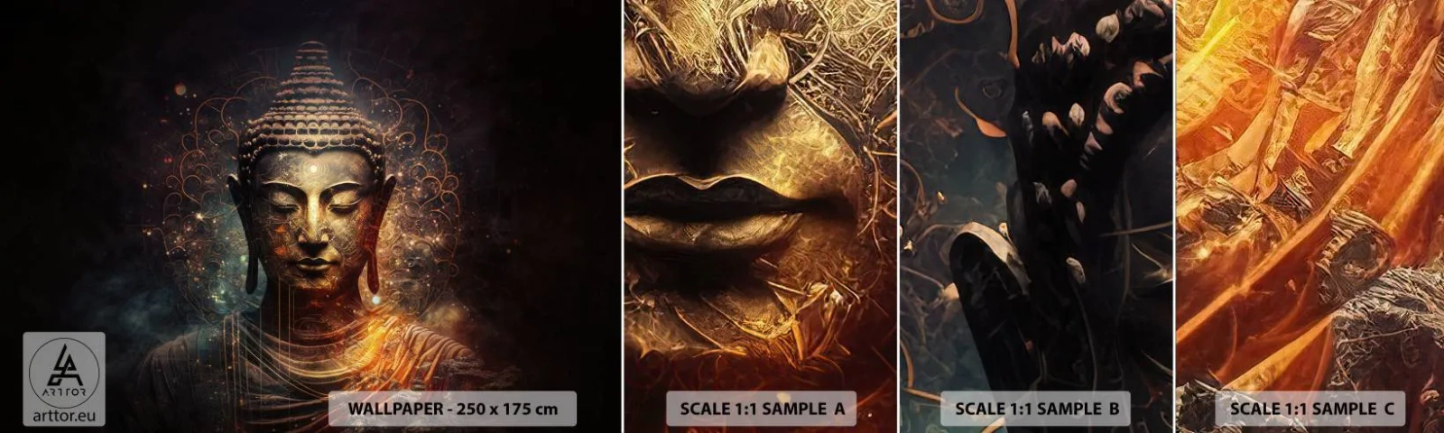 Fototapeten Muster Selbstklebend Deluxe Sticker - Spirituelles Gleichgewicht - Buddha, Meditation, Religion - 100x30 cm