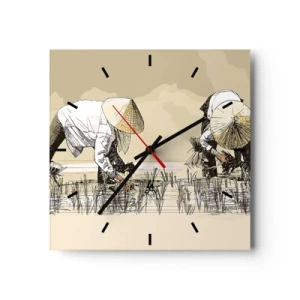 Wanduhr - Glasuhr - Erfolgreiche Ernte - 40x40 cm
