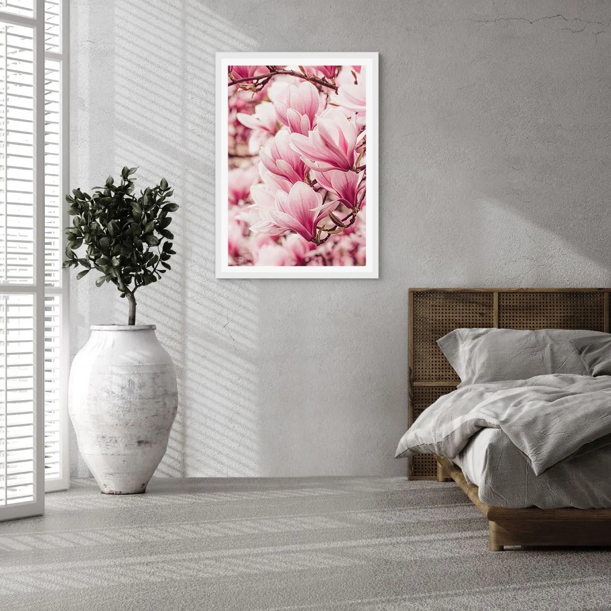 Poster in einem weißen Rahmen - Frühling ist rosa - 40x50 cm