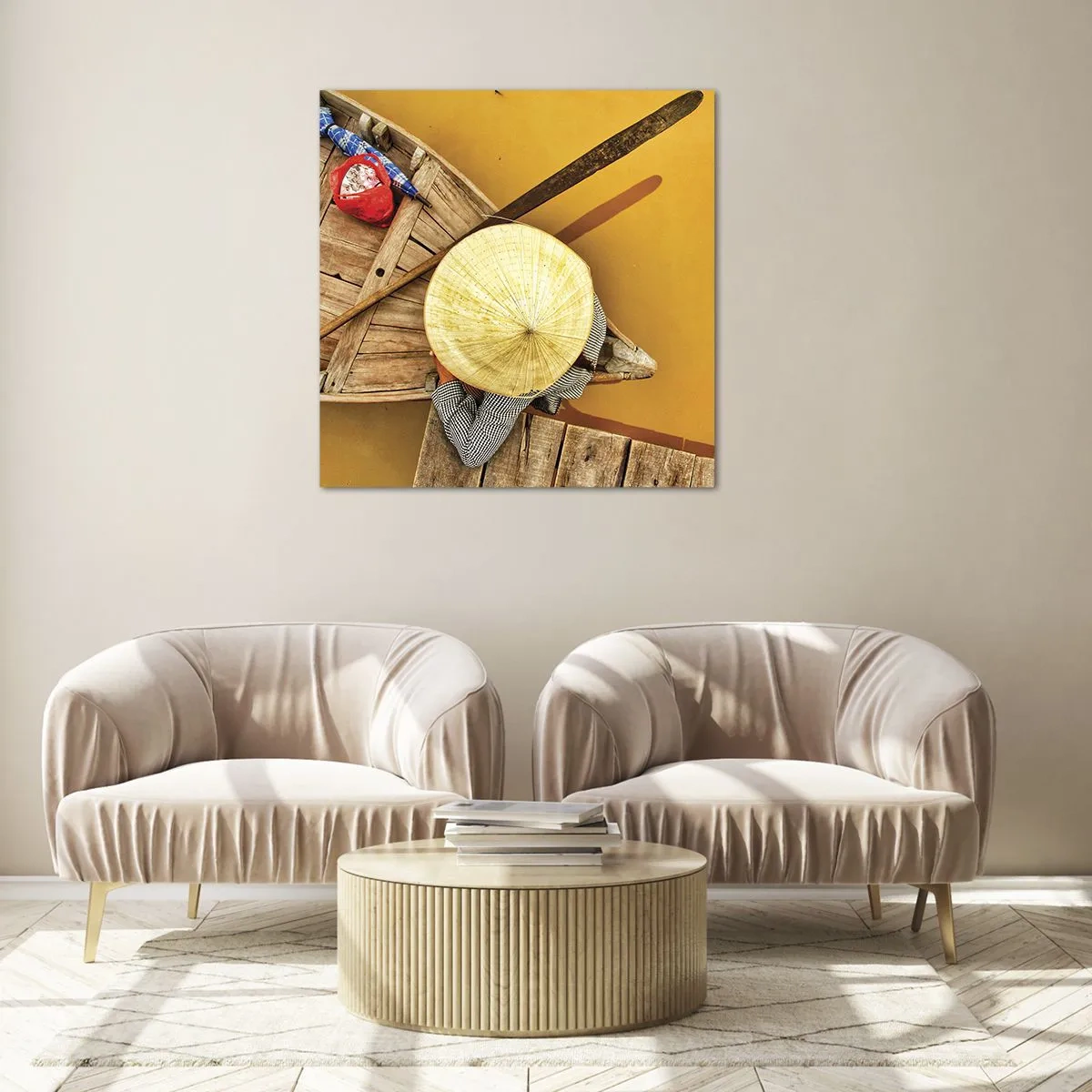 Glasbild - Bild auf glas - Leben am Gelben Fluss - 60x60 cm