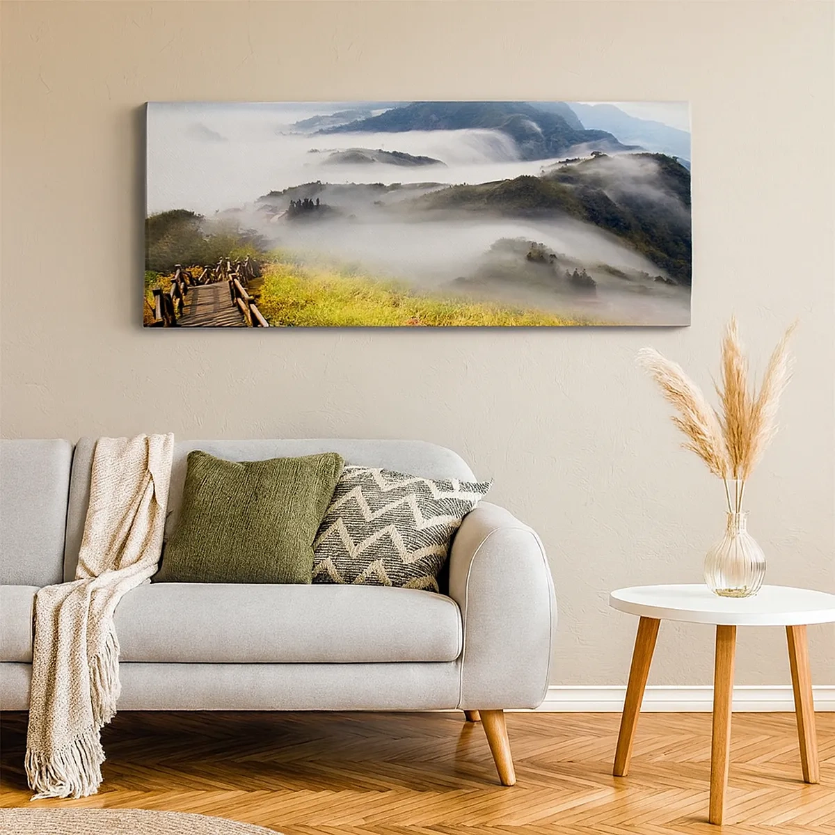 Bild auf Leinwand - Leinwandbild - Gewebt aus Lichtschein und Nebel - 30x30 cm