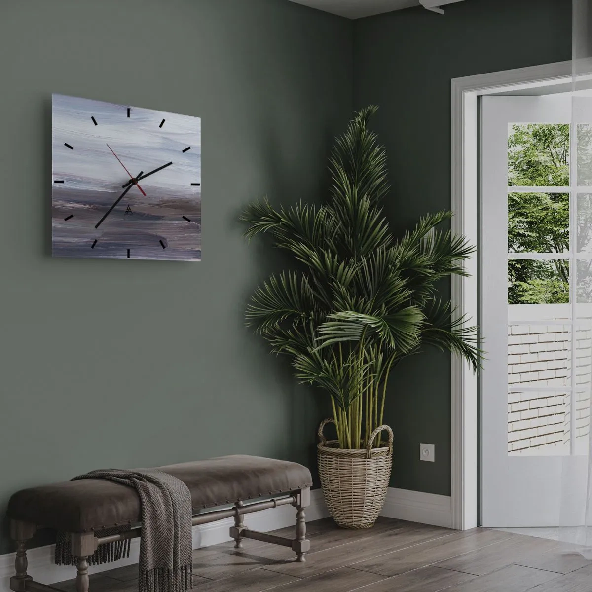 Wanduhr - Glasuhr - Elemente: Wasser - 30x30 cm