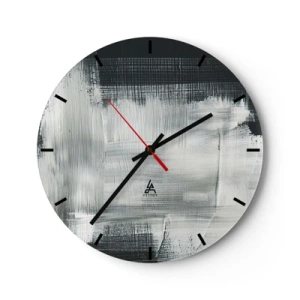 Wanduhr - Glasuhr - Abstraktes Muster in Schwarz-Weiß-Tönen - 30x30cm - Vertikal und horizontal gewebt - Moderne Wanddekoration für Wohnzimmer, Küche und Schlafzimmer ARTTOR