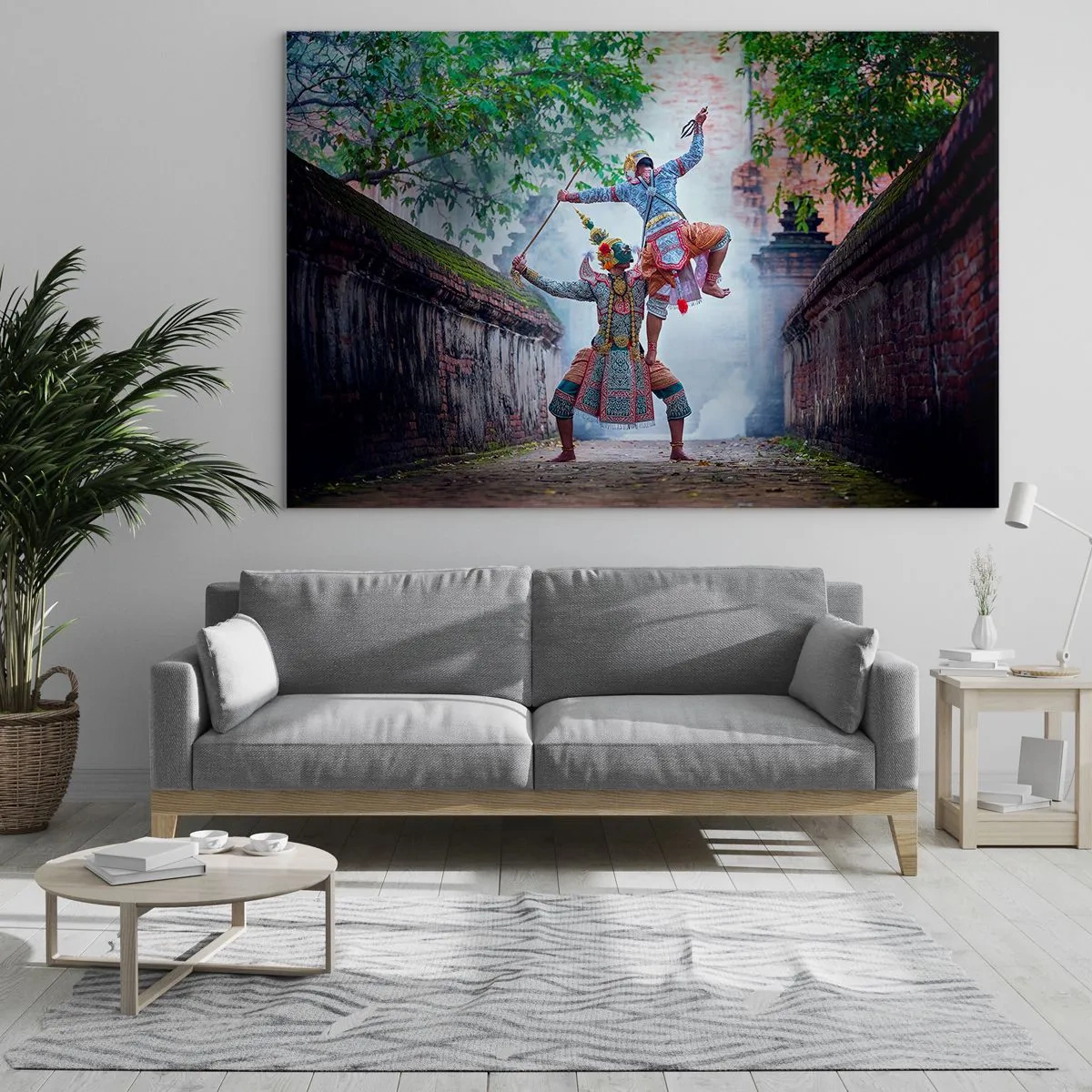 Glasbild - Bild auf glas - Traditioneller Tanz in historischer Umgebung mit lebendigen Farben - 70x50cm - Der Tanz ist umwerfend schön - Moderne Wanddekoration für Wohnzimmer und Schlafzimmer ARTTOR