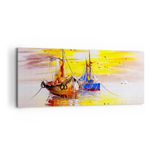 Bild auf Leinwand - Leinwandbild - Eine wohlverdiente Pause im Hafen - 100x40 cm
