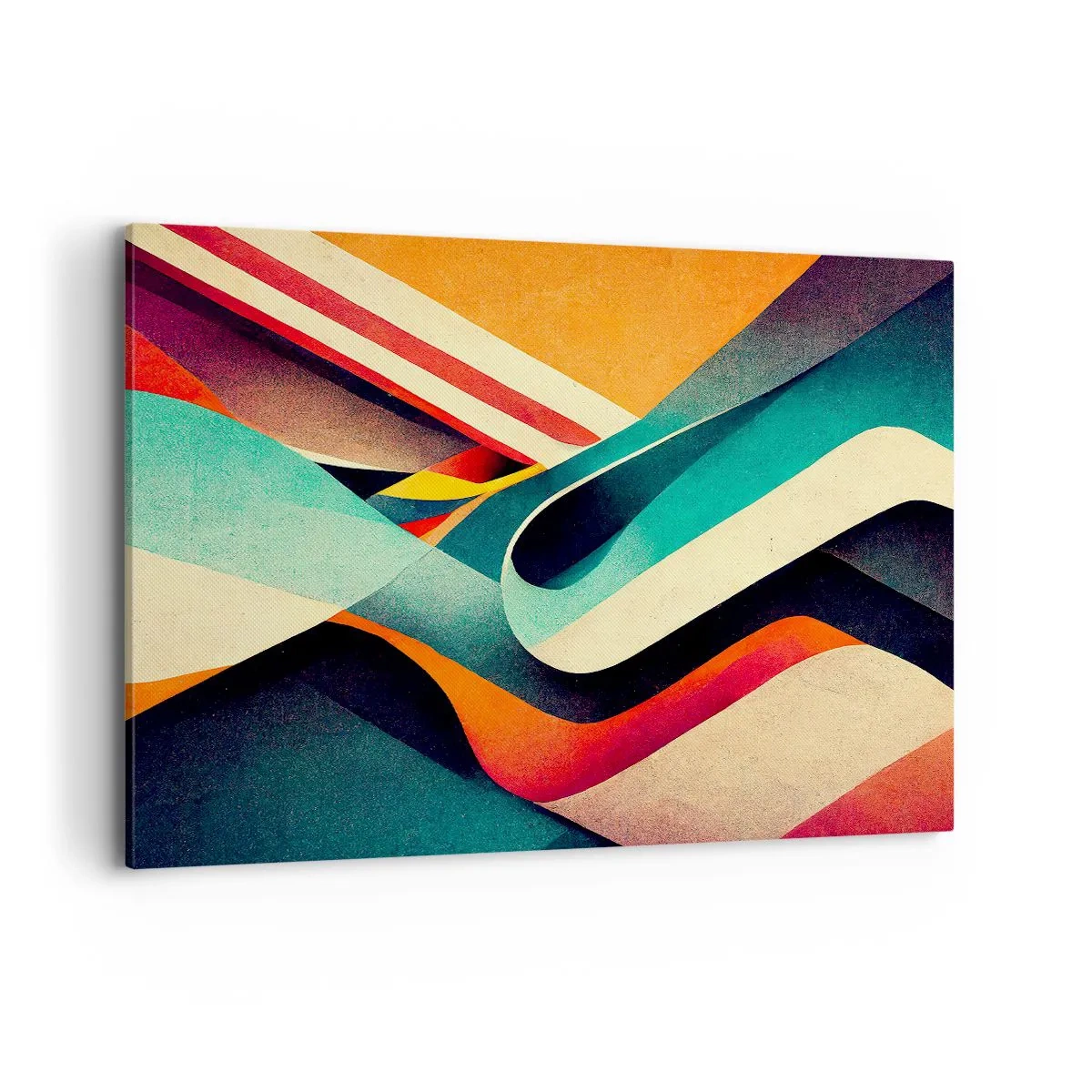 Bild auf Leinwand - Leinwandbild - Bunte abstrakte Wellen in einer dynamischen Komposition - 100x70cm - Intensive Komposition - Moderne Wanddekoration für Wohnzimmer und Schlafzimmer ARTTOR