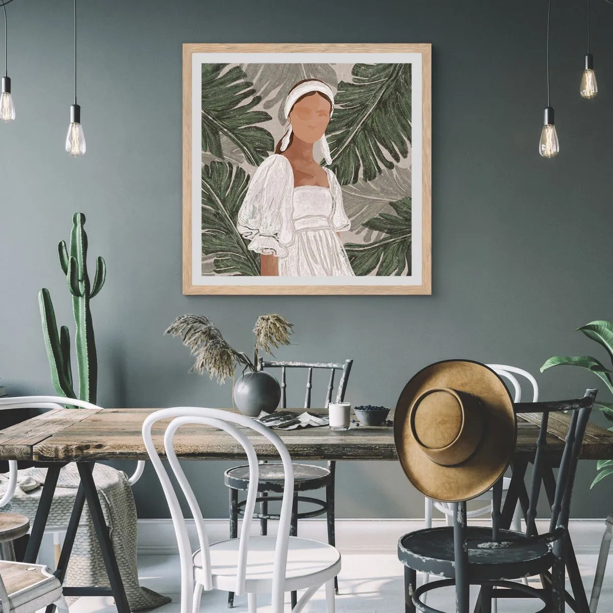 Poster in einem Rahmen aus heller Eiche - Exotisches Porträt - 30x30 cm