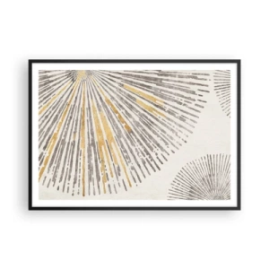 Poster in einem schwarzem Rahmen - Abstraktes strahlenförmiges Muster - 100x70cm - Schönheit des Strahls - Moderne Wanddekoration für Wohnzimmer und Schlafzimmer ARTTOR