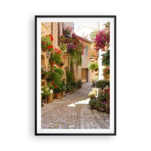 Poster in einem schwarzem Rahmen - In der Flut Blumen - 61x91 cm