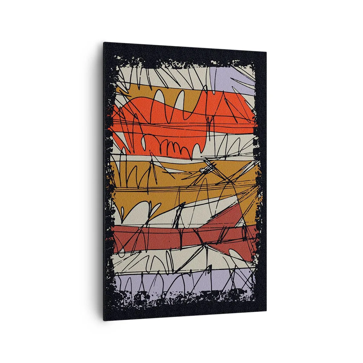 Bild auf Leinwand - Leinwandbild - Abstrakte Komposition in intensiven Farben - 80x120cm - Spontane Komposition - Moderne Wanddekoration für Wohnzimmer und Schlafzimmer ARTTOR