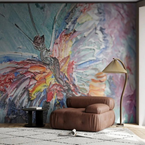 Maßgeschneiderte Fototapete Premium Canvas - Von der Natur gemalt - Abstraktion, Schmetterling, Stück