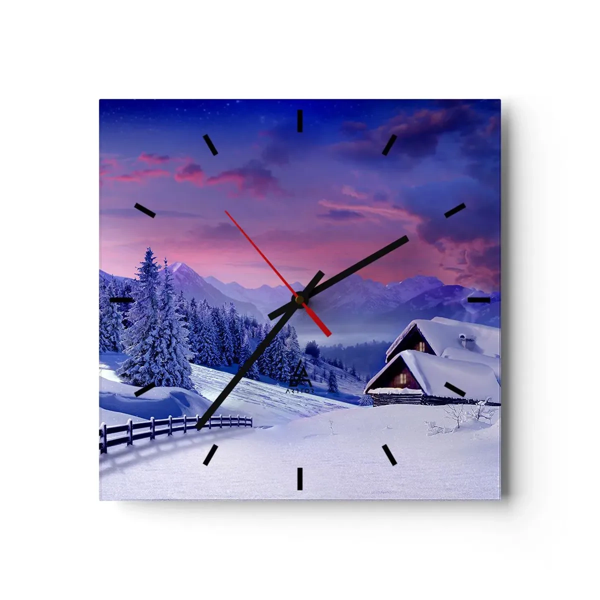 Wanduhr - Glasuhr - Stille Nacht - 40x40 cm