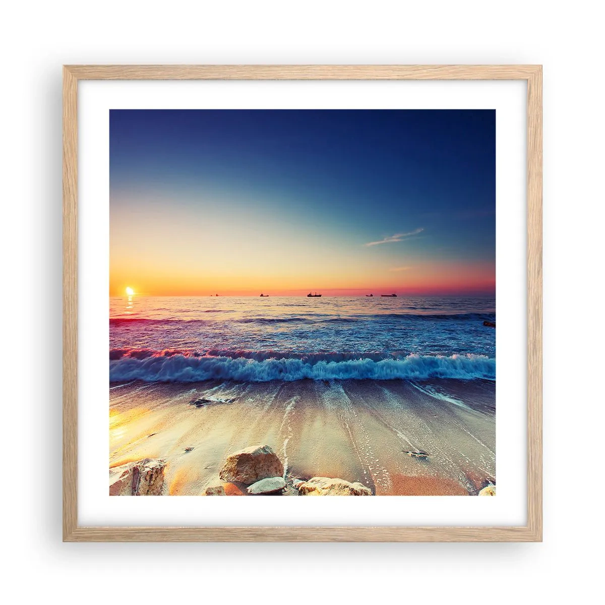 Poster in einem Rahmen aus heller Eiche - Was ist mit dem Horizont? - 50x50 cm