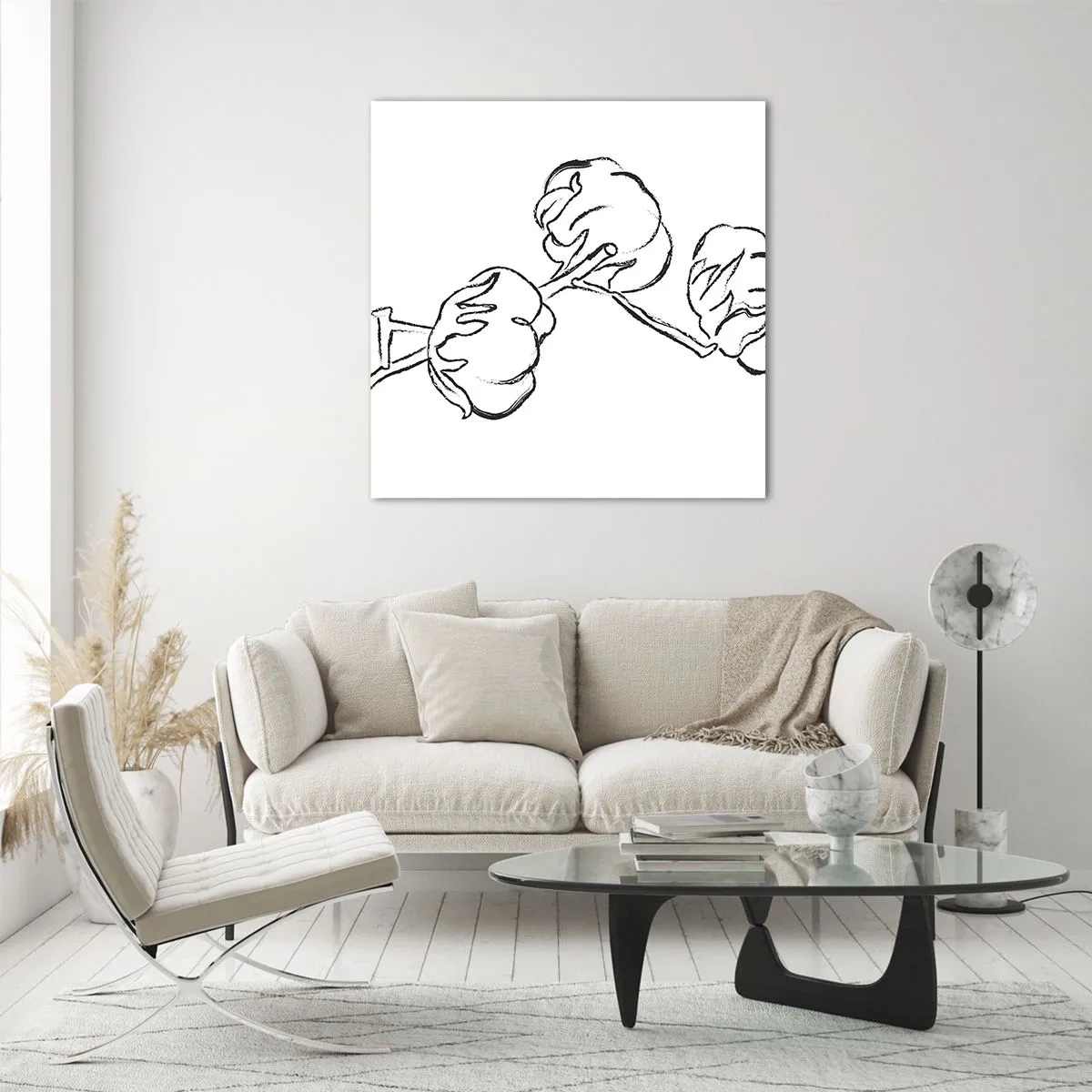 Glasbild - Bild auf glas - Baumwolldaunen - 60x60 cm