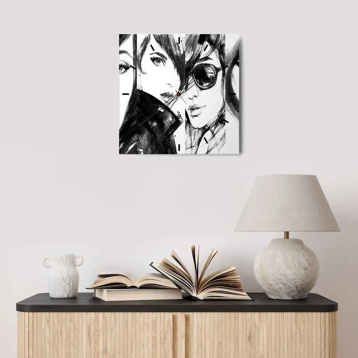 Wanduhr - Glasuhr - Schönheit multipliziert - 40x40 cm