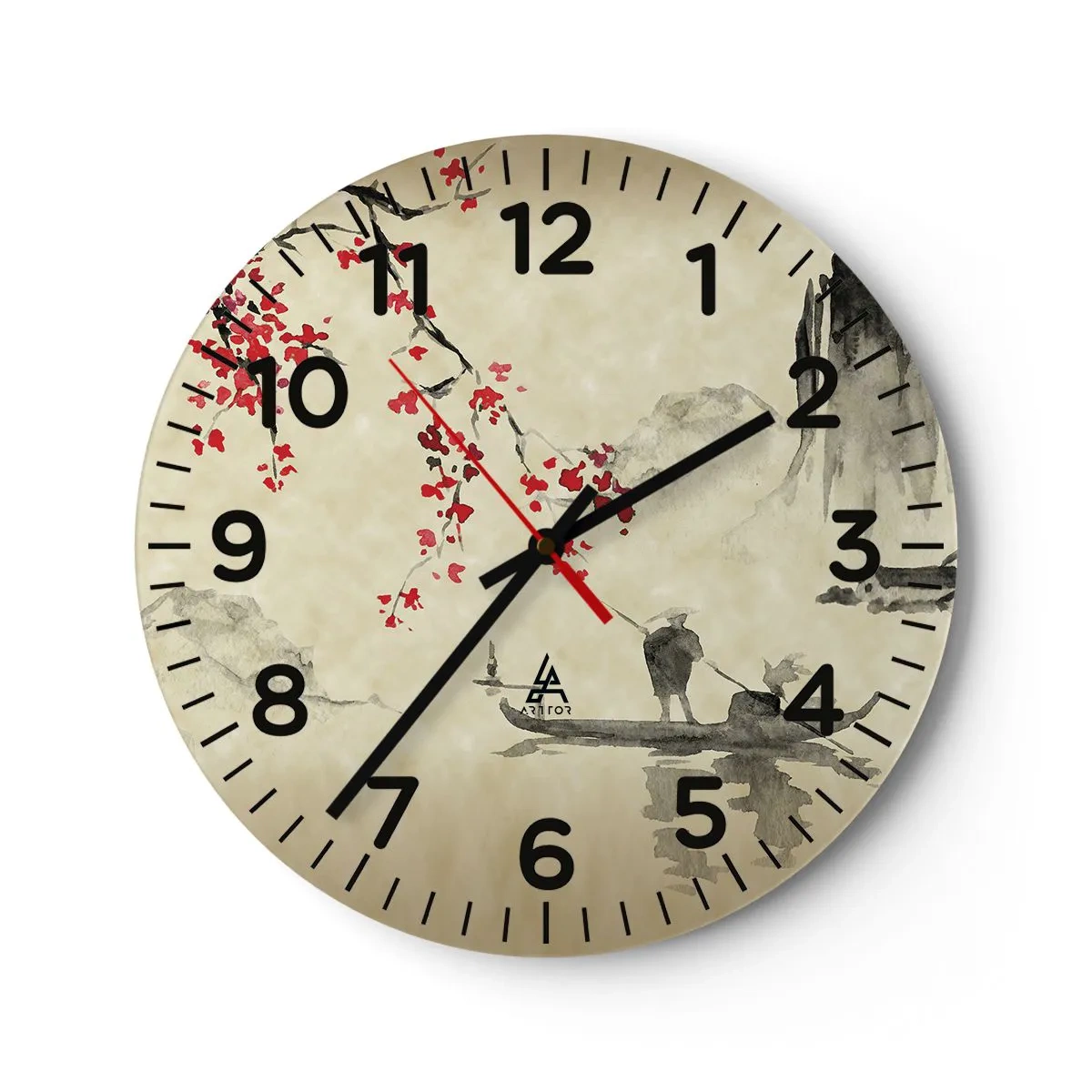 Wanduhr - Glasuhr - Im Land der blühenden Kirschbäume - 30x30 cm