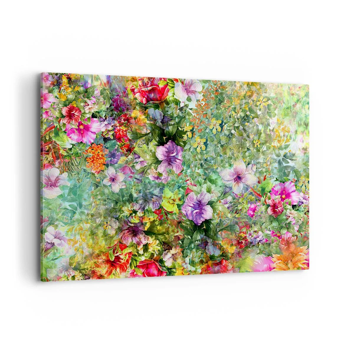 Bild auf Leinwand - Leinwandbild - Ein buntes Blumenarrangement auf grünem Hintergrund - 100x70cm - In Blumen für das Verderben - Moderne Wanddekoration für Wohnzimmer und Schlafzimmer ARTTOR